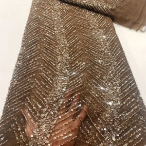 French Tulle Beads Lace Fabric African Lace Fabric 2025 High Quality Nigerian Embroidery Lace Fabric For Wedding Sewing FJ