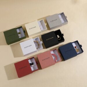 PUPPYSEW 9*9*3.5cm paper box necklace ring box with sponge drawer box customized personalized logo exquisite jewelry packaging