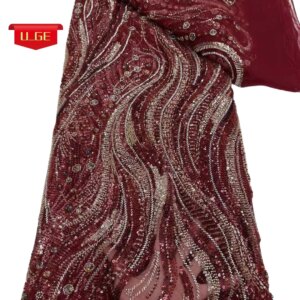 5Yards 2025 Latest Best Quality Elegant Delicate Soft Mesh Sequin lace with Stones Fabric For Wedding Evening Dress U_GE3256
