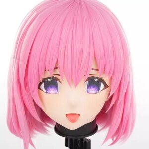 Handmade Customize Japanese Anime Character Female/Girl Resin Kig Mask Full Head With Lock Anime Cosplay Kigurumi Mask