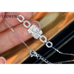 LUOWEND 100% 18K White Gold Bracelet Fashion Design INS Style 0.55carat Real Natural Diamond Bracelet for Women Christmas Gift