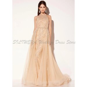 Pretty Evening Dresses High A Line Sequins Sleeveless Floor Length Set Special Occasion Formal Event Party Prom Female Gowns