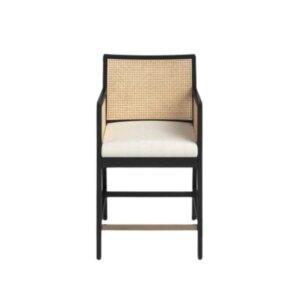 High Quality Durable Solid Teak Wood Outdoor Patio Rattan High Bar Stool Chair Waterproof Cushion Origin Indonesia