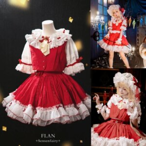 Touhou Project Flandre Scarlet Dress Cosplay Costume Cos Game Anime Party Uniform Hallowen Play Role Clothes Clothing