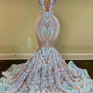 African American Prom Dresses Mermaid Sheer Sequins Lace Black Girls Nigeria Robe De Soiree Evening Dress Gown Customized