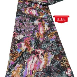2025Latest Best Quality Mixed Colors Elegant Soft Embroidered Sequin Mesh lace Fabric For Party Evening Dresses U_GE1928