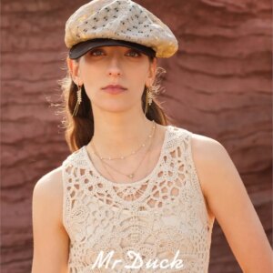 Lace cutout hat New artist octagonal beret Newsboy