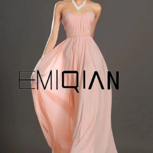 Sexy Backless Formal Party Dress Strapless Pink Chiffon Evening Dress