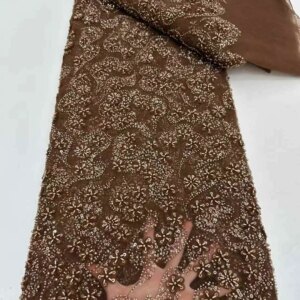African Nigerian Heavy Beads Lace Fabric French Sequins Mesh Net Lace Fabrics 2025 High Quality Wedding Party Dress Sewing