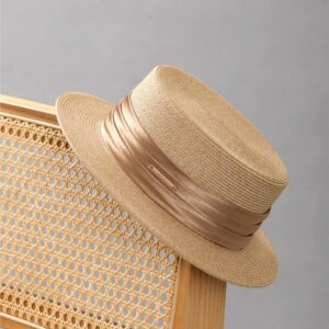 hat children’s flat top casual fashion holiday summer new pleated satin