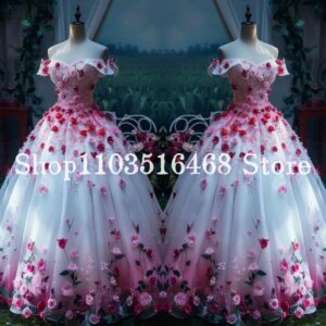 Fluffy Dreamy Elf Prom Dress 3D Floral Embroidery Appliques Victorian Romantic Evening Customized vestidos de fiesta elegantes