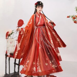 Red Hanfu women’s big sleeve Ru waiwai-qi ancient clothes flowing new Chinese style