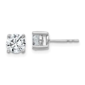 14k White Gold 1 1 2 ctw Lab Grown Diamond VS SI+ G+ Round 4 Prong Heavy Wt. Stud Earrings