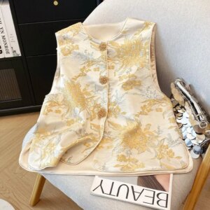 New fashion Chinese style jacquard waistcoat national round collar outside the