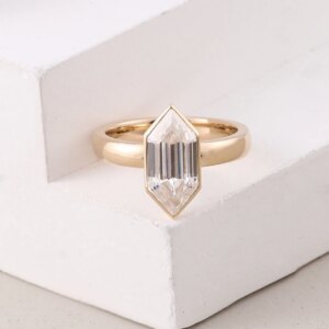 Provence 18K 14K 10K Yellow Gold 1.2ct D Color VVS1 Hexagon Cut GRA Certified Moissanite Rings For Women Anniversary Party Band