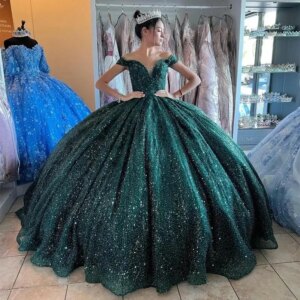 Customized Elegant Green Quinceanera Dress 2024 Mexican Sparkling Sweet 16 Dress Sequin Vestidos De 15 Anos Birthday Party Gown