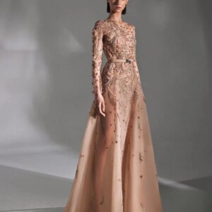 Luxurious Beaded Mother Of The Bride Dress For Wedding Modest Long Sleeve Evening Dress Customized Graceful A-line Prom Gown