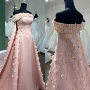 Customized Jiayigong Prom Satin Flower Wedding Party Gown Strapless Bespoke Occasion Long Dresses