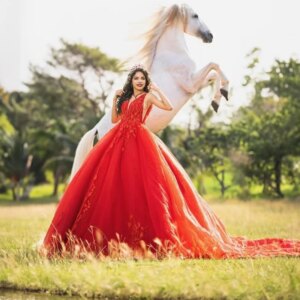 Customized simple Red Quinceanera Dress Off Shoulder Tull applique crystal Long tail vestidos de 15 Quinceanera