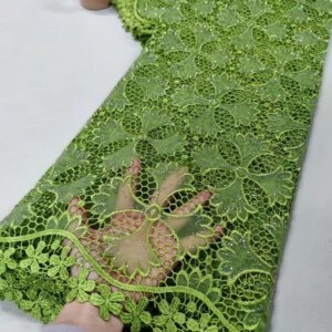 Green Stones Lace Fabric High Quality African Organza Lace Fabric Luxury Latest Nigerian Lace Fabrics 2025 for Women 5Yar Q375-1