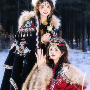 Travel to take ethnic style embroidery fashion robe couple antique clothing photo