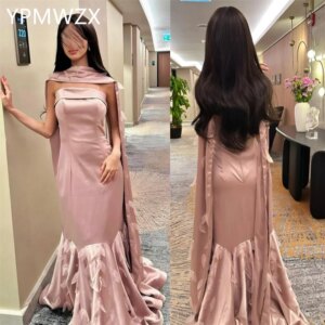 Customized Evening Dress Formal Party Occasion Women YPMWZX Strapless Mermaid Floor Length Skirts Draped Bespoke Dresse