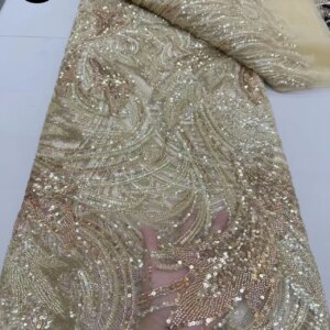 Gold African Beaded Groom Tulle lace Fabric 2025 High Quality Sequins Embroidery French Tulle Laces For Nigerian Party Sewing