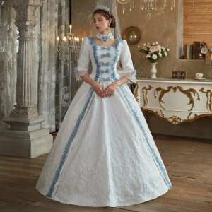 Customized White Ball Gown Medieval Victorian Evening Dresses High End Baroque Theater Parade Prom Party Gowns Masquerade