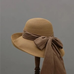 Summer new big eaves hat woman streamer shade vacation travel wide literary garden