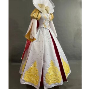 2025 New Arrival Luxury White Princess Dress Halloween Carnival Party Ball Gown Queen Cosplay Costume With Cape Diamond Dress