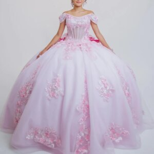 Light Pink Shiny Quinceanera Dresses Off Shoulder Ball Gown Sweet 16 Dress Applique Lace Beading Tull Birthday Party Vestidos 15