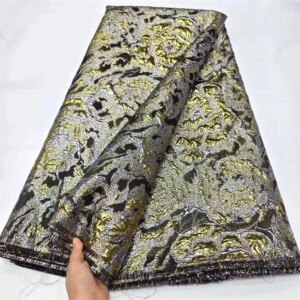 Beautiful African Brocade Jacquard Lace Fabric 2024 High Quality French Tulle Lace 5 Yards Gilding Fabric For Women Dress Party