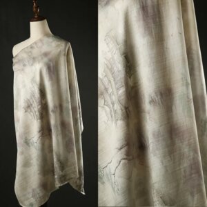 Thin Transparent Digital Printing Linen Fabric Gauze Skirt Shirt Cheongsam National Style