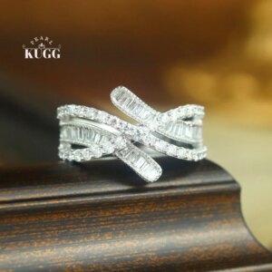 KUGG 100% 18K White Gold Rings Luxury Elegant Style 0.70carat Real Natural Diamond Engagement Ring Women High Wedding Jewelry