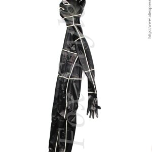 Women ‘s Full cover stripe latex catsuits in black and white trim Size S and XS sales price