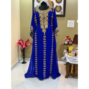 Royal Blue Wedding Dress Ari Embroidered Kaftan Abaya Fancy Long Dress