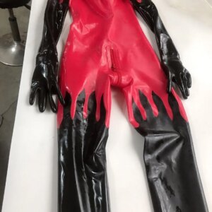 Latex gummi catsuit flame catsuit with socks gloves 0.4mm custom made