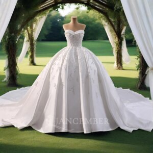 Jancember Gorgeous Flash Sale Wedding Gown For Bride 2025 Sequins Strapless Court Train Lace Up Vestido De Novia RSM231094
