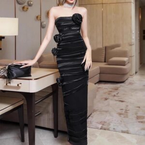 Muloong Strapless Ankle-Length Women Elegant And Pretty Luxury Prom Dress
