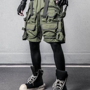 Special-Interest Dark Heavy Industry Functional Large Pocket Design Casual Loose Five-Point Lace-up Shorts Men Summer Trendy