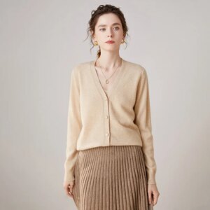 High Quality Cardigan Women’s Autumn and Winter Long Sleeve Sweater Coat Fit Figure Flattering Outerwear Knitwear Top