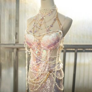 Pink/Purple Dress Handmade Mermaid Dress Cos Princess Costume Scale Corset Dress Set Underwater Performance Set Cos Elf Costume