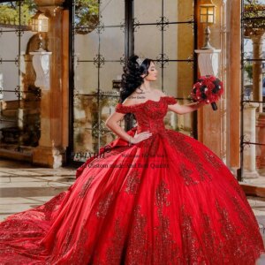 Princess Ball Gown Quinceanera Dresses With Applique Beading Sequin Sweet 16 Off Shoulder Customized Vestidos De 15 XV Años