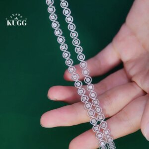 KUGG 18K White Gold Bracelet Elegant Hollow Out Design 2.10carat Real Natural Diamond Bracelet for Women High Wedding Jewelry