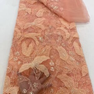 Mccarthy 2025 Handmade Beaded Lace Fabric France Sequins Embroidery 3D Beads Nigerian Bridal Mesh Lace Fabric for Sewing