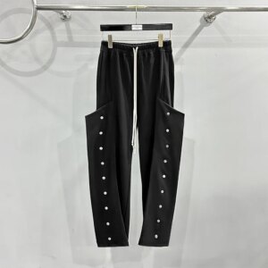 Niche Designer Style Men’s Pants 2024 Autumn and Winter Dark Knitted Punk Multi-Button Design Loose Type Flared