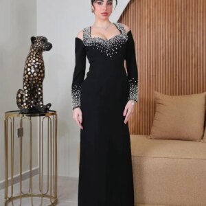 Customized Mermaid Long Sleeves Evening Dresses Sweetheart Pleated Beadings Floor Length Back Zipper Prom Dresses Party Dresses