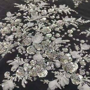 White 3D Flower Swiss Nigerian Africa Lace Fabric High Quality Wedding Luxury Evening Dresses Material French Beaded TS2843