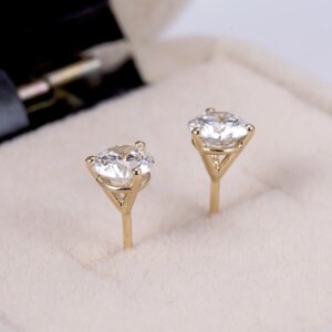 A pair 0.6-1.2CT Lab Grown Diamond Stud Earrings Round Cut 3 Prong Screw Back 14K Gold Jewelry for Women No IGI certificate