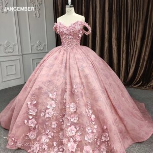 Jancember Formal Occasion Quinceanera Dresses 2024 Sweetheart Ball Gown Flower Lace Up Cap sleeve Elegant Evening Dress DY9854